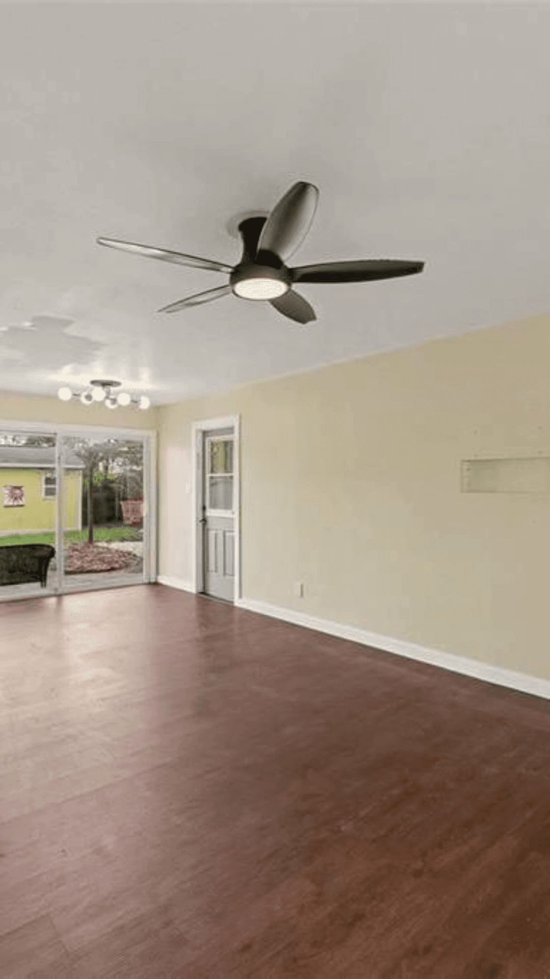 Primary bedroom, original MLS photo versus AI-staged reveal frame - before